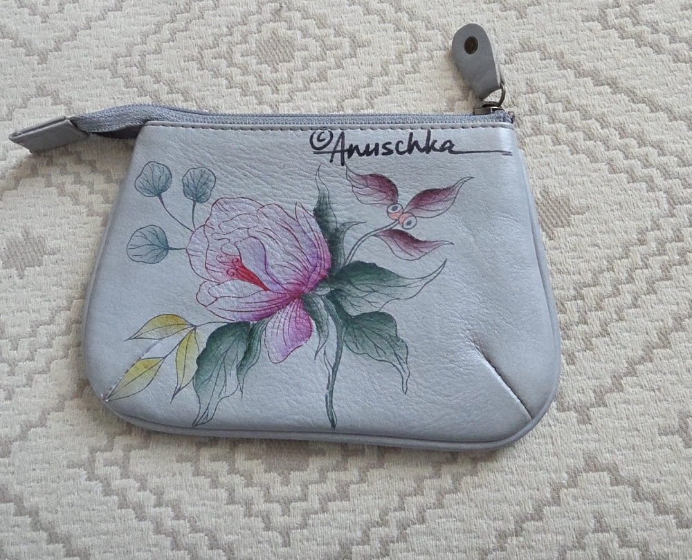 Anuschka Artistic Gray Floral Cosmetic Bag